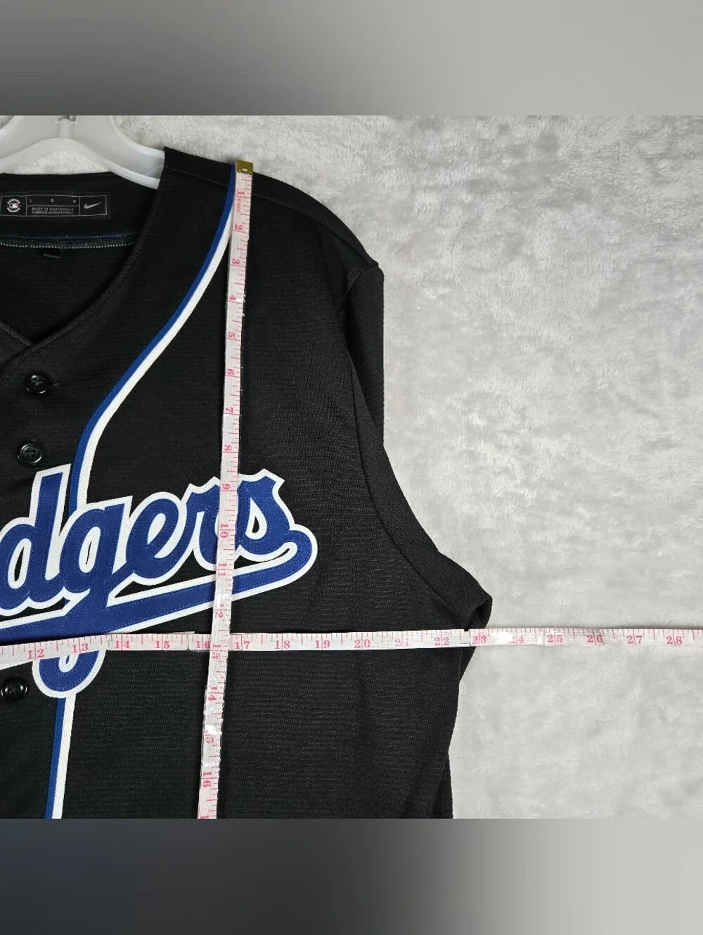 Nike Los Angeles Dodgers Button Up Jersey Mens Size Large L Black Lights Out